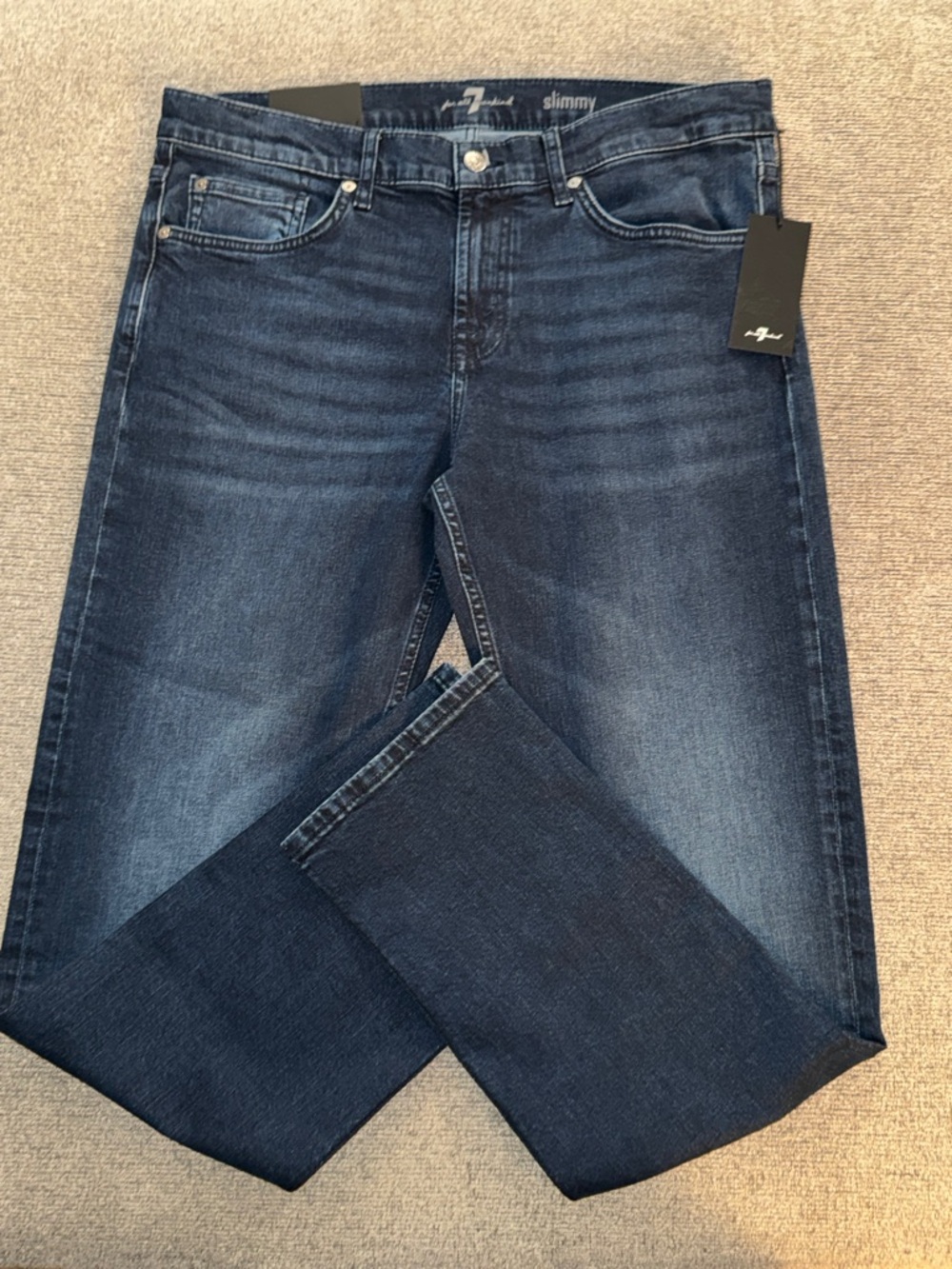 7 For All Mankind Men's Slim Jeans in Dark Blue Wash